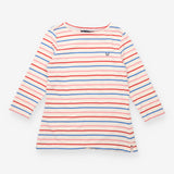 Pink Blue White Striped Cotton Breton Top