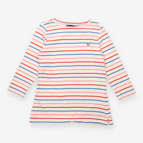 Pink Blue White Striped Cotton Breton Top