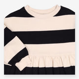 Dress jersey black cream large stripes LS