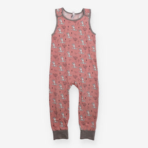 Dungarees pink white bunnies
