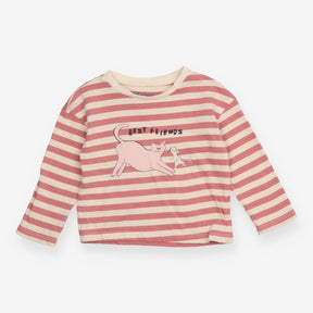 Tee LS pink stripe Best  Friends