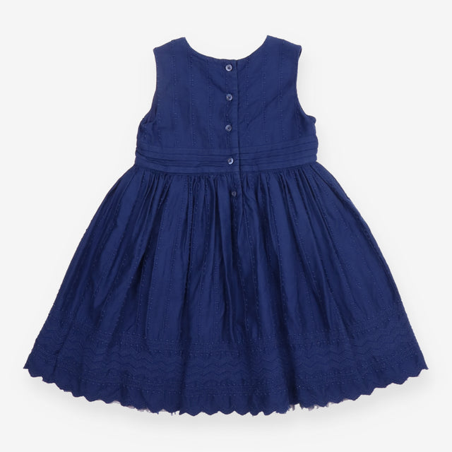 Navy Dress with Lace Underskirt