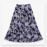 Paisley Floral Tiered Viscose Maxi Skirt Navy Blue