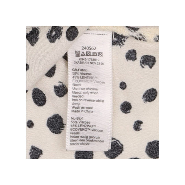 Blouse Cream Black Spot Lace Trim Long Sleeve