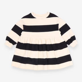 Dress jersey black cream large stripes LS