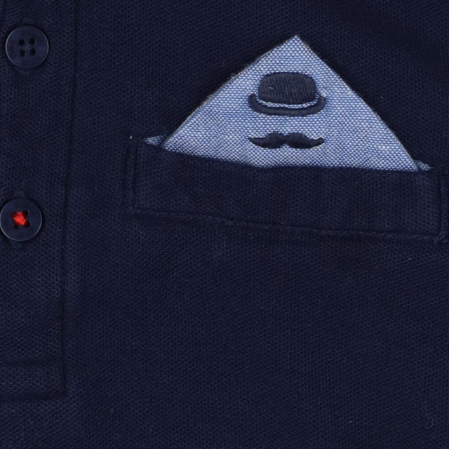 Boboli polo t-shirt navy hat moustache pocket