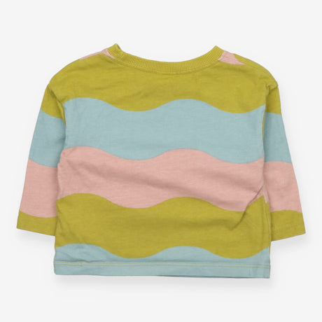 T-shirt wave stripe pink green & blue
