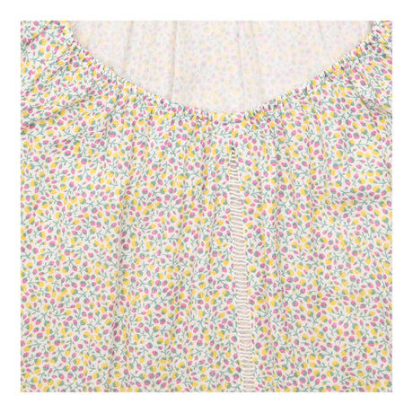 Top Short Sleeve Floral Cotton White Pink