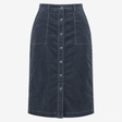 Skirt Midi Corduroy Button Front Grey
