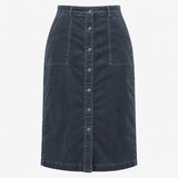 Skirt Midi Corduroy Button Front Grey
