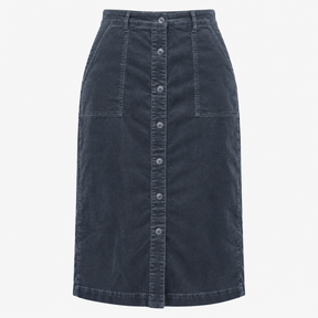 Skirt Midi Corduroy Button Front Grey
