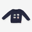 Navy knit sweater with sheep