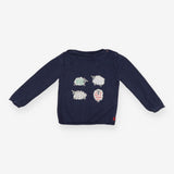 Navy knit sweater with sheep