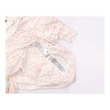 Blouse Cream Pink Abstract Print Tie Neck Short Sl