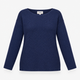 Top Blue Textured Knit Long Sleeve Relaxed Jumper