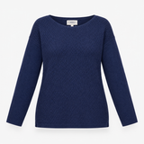 Top Blue Textured Knit Long Sleeve Relaxed Jumper