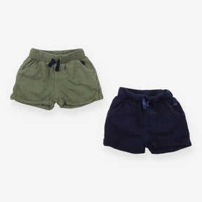 Shorts Navy with Sailboat Applique and Green 2-Pac