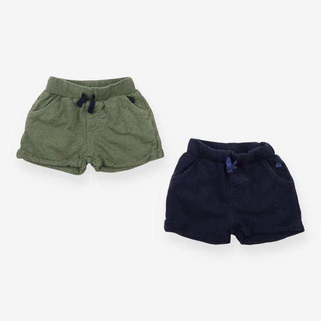 Shorts Navy with Sailboat Applique and Green 2-Pac