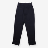 ICHI Navy Belted High Waist Pleated Tapered Smart