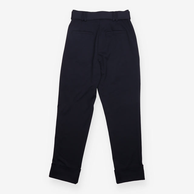 ICHI Navy Belted High Waist Pleated Tapered Smart