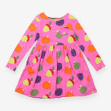 Jersey dress pink long sleeve autumnal garden