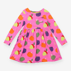 Jersey dress pink long sleeve autumnal garden