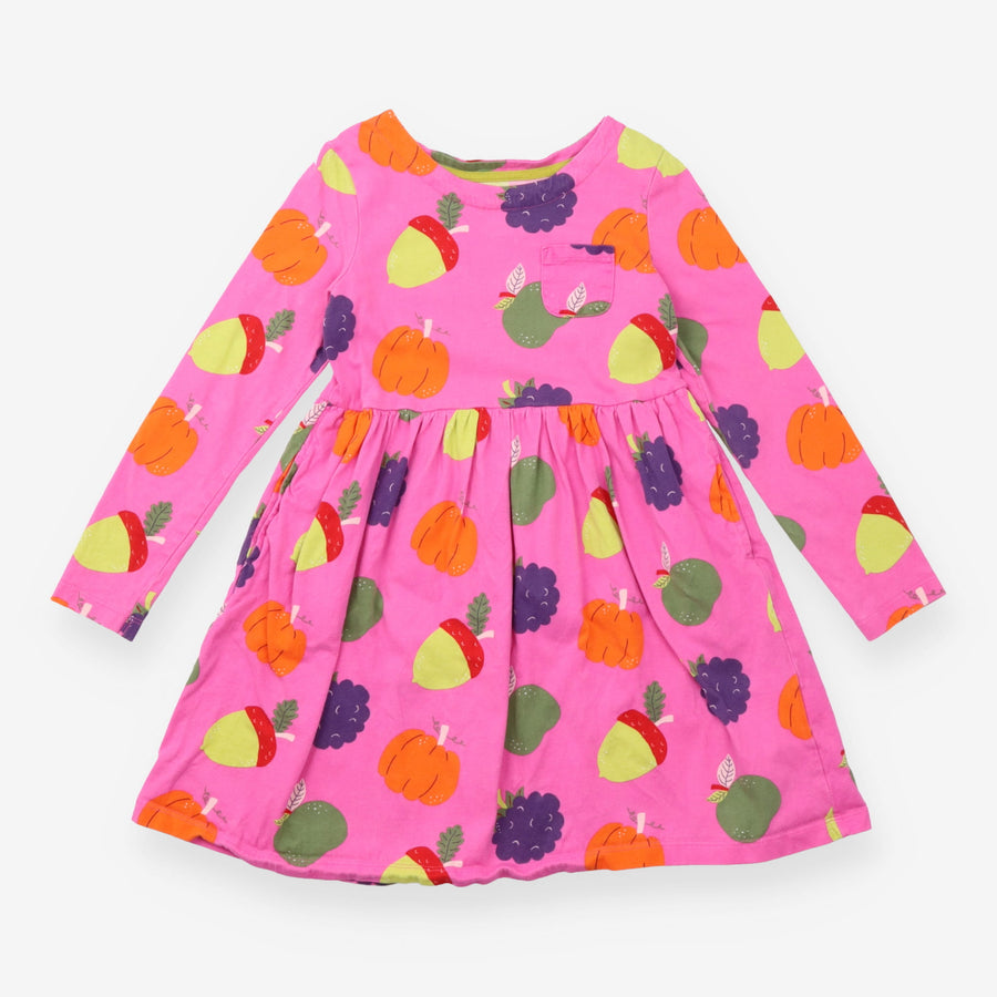 Jersey dress pink long sleeve autumnal garden