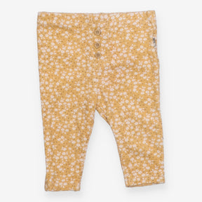 Leggings yellow white flower 3 buttons