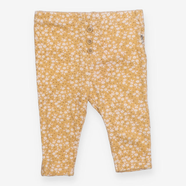 Leggings yellow white flower 3 buttons
