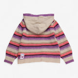 Hoodie Pullover Knit Cream and Purple Stripes