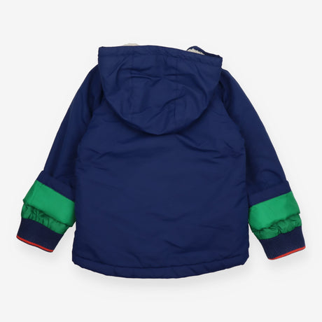 Fleece Lined Cream Raincoat Navy 