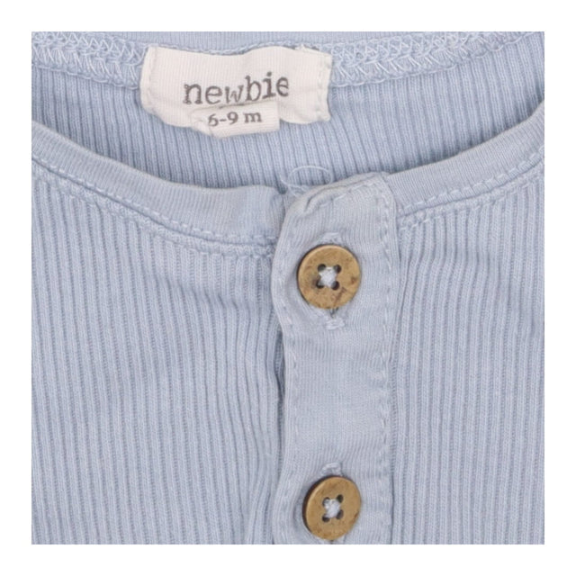 Bodysuit Long Sleeve Blue Ribbed 2pc