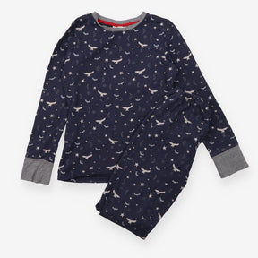 Pyjamas navy blue stars owls bats stripe cuffs