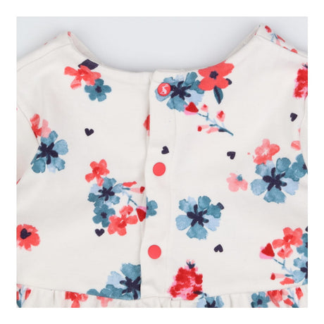 Dress LS Jersey White with Red & Pink flowers