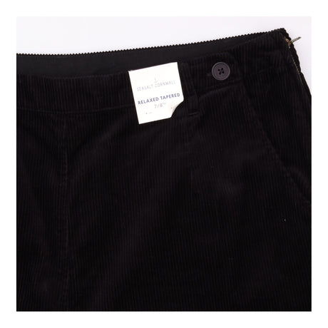 Trousers Black Corduroy Relaxed Tapered Cropped