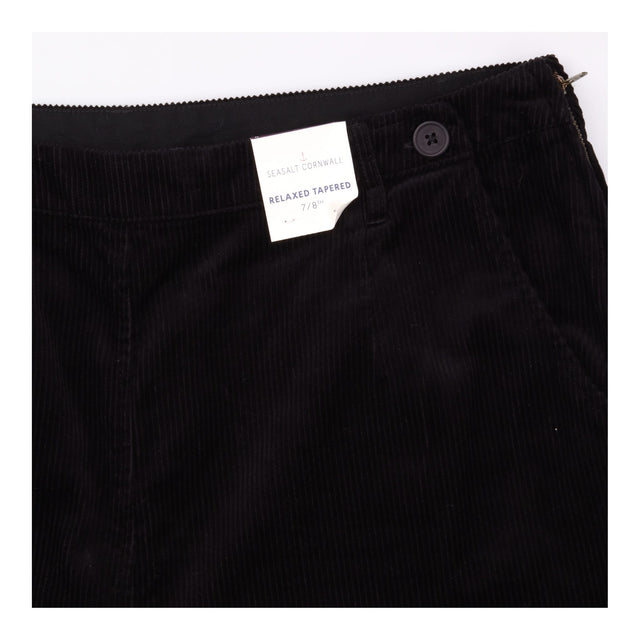 Trousers Black Corduroy Relaxed Tapered Cropped