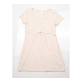Dress Henley Overlay Jersey Short Sleeve Oatmeal B