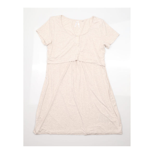 Dress Henley Overlay Jersey Short Sleeve Oatmeal B
