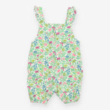 Romper jersey green plants flowers frill straps