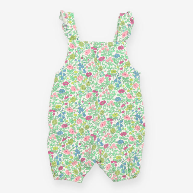 Romper jersey green plants flowers frill straps