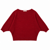 Fine Ribbed Batwing Sleeve Jumper Boat Neck Knit T