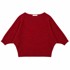 Fine Ribbed Batwing Sleeve Jumper Boat Neck Knit T