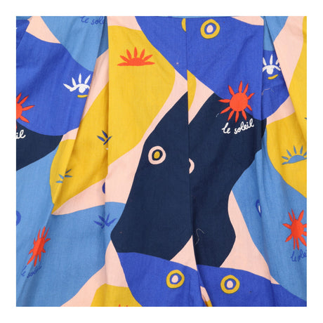 Blue Yellow Abstract Sun Print 100% Cotton Square 