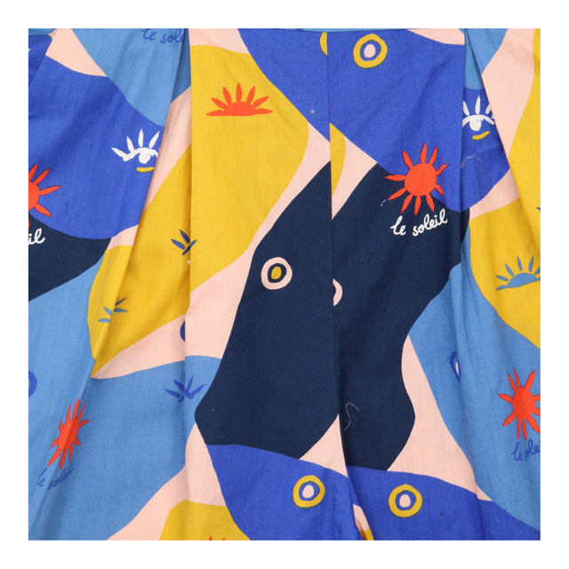 Blue Yellow Abstract Sun Print 100% Cotton Square 