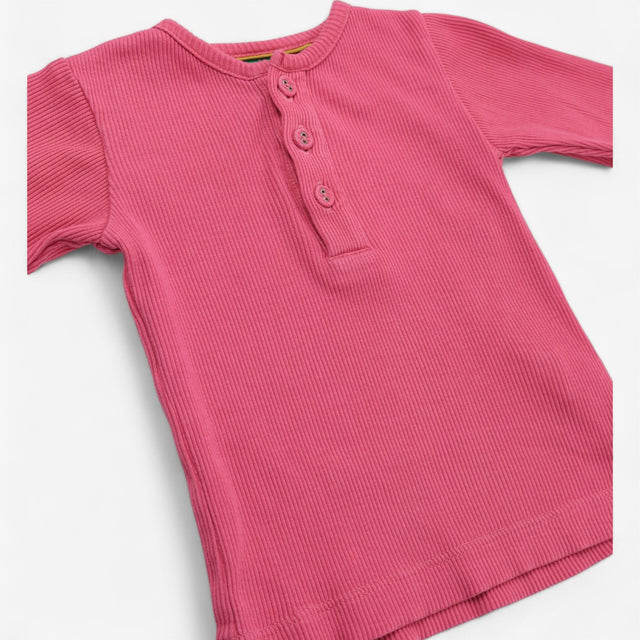 Tee pink ribbed long sleeve