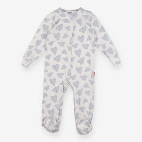 Sleepsuit white long sleeve blue heart