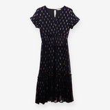 Dress Black V neck Cap Sleeve - Silver and Gold le