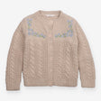 Cream Knit Cardigan with Flowers