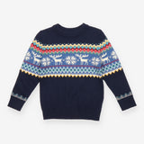 Knit Sweater Navy Festive with Reindeers