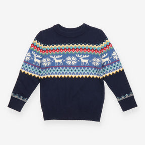 Knit Sweater Navy Festive with Reindeers